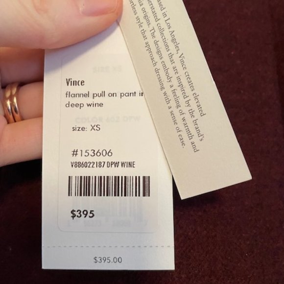 Vince Flannel Pull On Pants NWT - Picture 4 of 5